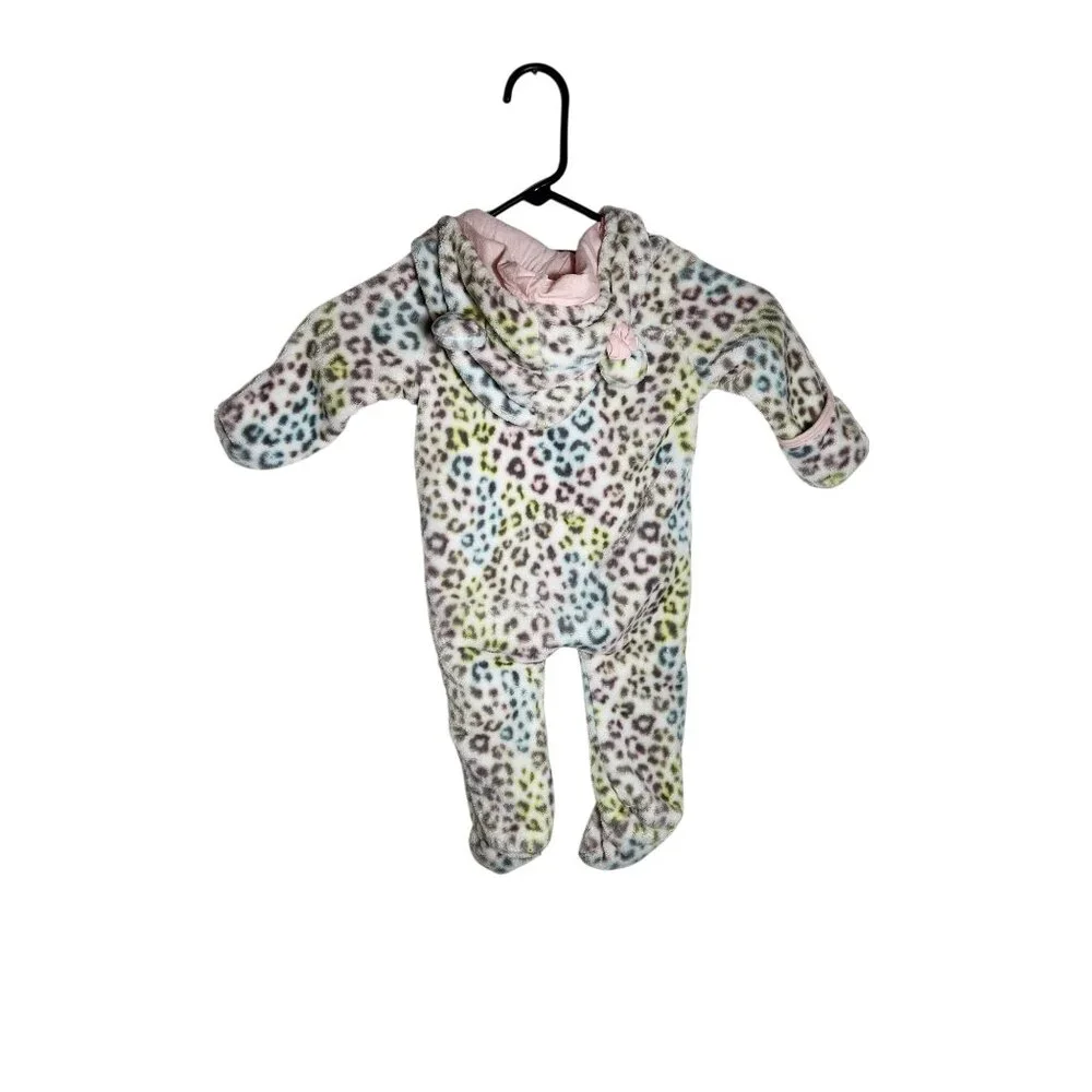 Penelope Mack Infant Hooded Leopard Print Footed Onesie 3-6 Months